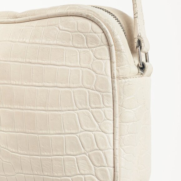 Saint Laurent Lou Camera White Croc-Embossed Crossbody - Picture 9 of 14